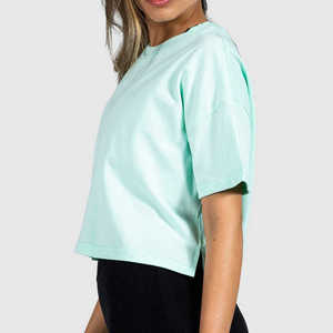 Camiseta Corta para Mujer, Estampada, Cuello Redondo, Algodón, Transpirable, Ecológica, Comprimida - Product Image 2