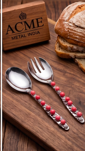 Luxury Design Stainless Steel Salad <b>Servers</b> With Beaded Handle For Kitchenware Home Hotel And Restaurant Party - Product Image 5