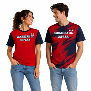 เสื้อยืดแฟนบอลสไตล์สเปนปี 2026 แบบกำหนดเอง เสื้อยืดเชียร์ฟุตบอลสำหรับทุกเพศ ขายส่งแบบ OEM - Product Image 1
