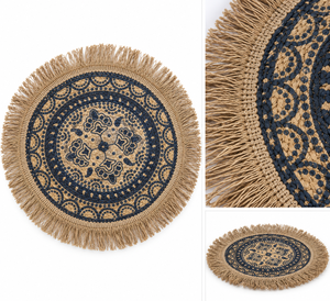 Hometex Handwoven Natural Jute Braided Area <b>Rug</b> with Bohemian Pattern <b>Washable</b> for Modern Home Decor - Product Image 2