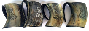 FAIZA CRAFT Tasse à boire en corne de buffle naturelle sculptée à la main avec motif viking pour bière, whisky, hydromel, décoration de bar vintage médiévale - Product Image 6