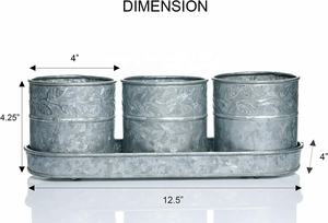 Lot de 3 jardinières rondes galvanisées personnalisables avec finition enduite de poudre de plateau pour jardin intérieur ou extérieur et décoration intérieure - Product Image 2