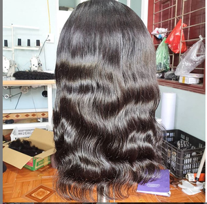 Perruque en cheveux vierges Remy vietnamiens de 100g, ondulée, avec extension frontale en dentelle, trame simple, densité 180, style pré-collé à la kératine - Product Image 4