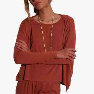 Ensemble de détente 2 pièces en maille pour femme, couleur unie, haut à manches longues col rond, pantalon large, décontracté, toutes saisons, coupe ample, respirant - Product Image 3