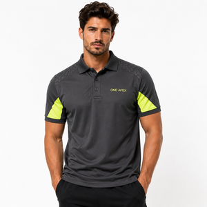 ONE APEX T-shirt de performance pour homme avec logo frontal, gris anthracite et vert néon, séchage rapide, respirant, pour entraînement et sport - Product Image 4