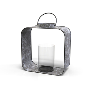 Lanterne carrée en métal avec insert en verre pour la décoration de la maison - Product Image 1