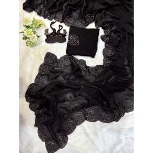 Designer Trending <b>Traditional</b> <b>Scarf</b> & <b>Shawl</b> Beautiful Katdana Handwork Saree - Product Image 6