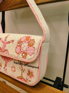 กระเป๋าสะพายไหล่ปักลายมือทำ Ballerina Bloom ประดับลูกปัด ปิดด้วยแม่เหล็ก เป็นมิตรกับสิ่งแวดล้อม น้ำหนักเบา ทำจากผ้าซาติน - Product Image 4