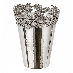 Seau à glace pour champagne en acier inoxydable martelé à double paroi isolé, avec bord décoratif en feuille d'olivier en laiton doré, pour table - Product Image 3