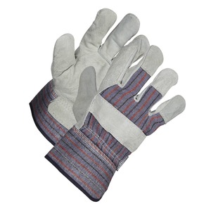 Leather Full Finger <b>Gloves</b> Red And Gray Outdoor Work Protection Unisex Winter Wear Pull-On Closure - Product Image 5