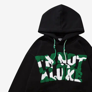 Sudadera con Capucha Blanca para Mujer, con Bordado de la Frase 'I'M NOT ALONE', Informal, de Punto, de Algodón, para Otoño - Product Image 2