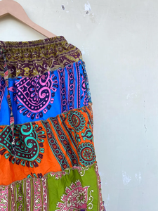 Azul y arco iris Vintage seda Sari hecho a mano niñas faldas regalo para su vestido de danza del vientre - Product Image 2