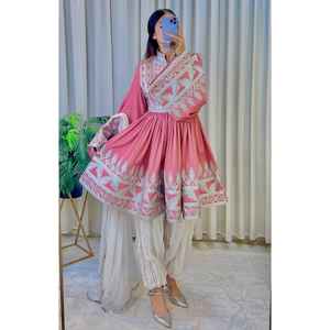 Nouvelle arrivée, robes de mariée traditionnelles afghanes Kuchi en dentelle brodée à la main, prix de gros, manches courtes, fabrication pakistanaise - Product Image 3