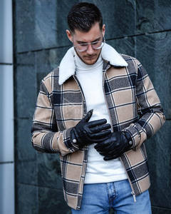 Guantes de Cuero Premium para Hombre, Guantes de Invierno Cálidos con Forro Térmico de Felpa, Guantes de Motociclista de Piel de Oveja Genuina, Suaves, Venta al Por Mayor - Product Image 5