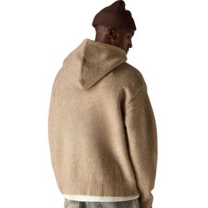 Sudadera con Capucha de Punto Bouclé Beige, Corte Holgado, Suave y Cómoda, Ropa de Invierno con Bolsillo Canguro y Capucha con Cordón Ajustable para Hombre y Mujer - Product Image 5