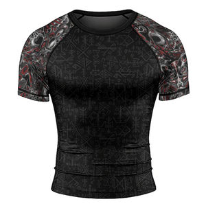 Camiseta de Compresión Deportiva de Manga Larga de Secado Rápido para Natación, Negra, Sublimada, 100% Algodón Transpirable para Hombre - Product Image 1