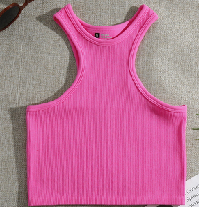 Women's Orange Halter Knitted <b>Crop</b> <b>Top</b> Solid Color Sleeveless Tank <b>Top</b> Casual Style - Product Image 2