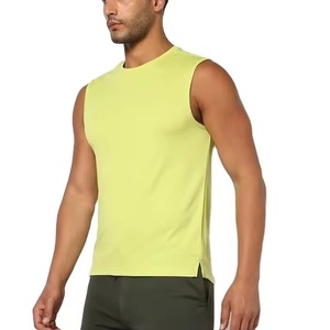 Camisetas sin mangas de punto con cuello redondo, transpirables y ecológicas para hombre, ropa de gimnasio, fitness, running, deportes, poliéster/algodón - Product Image 1