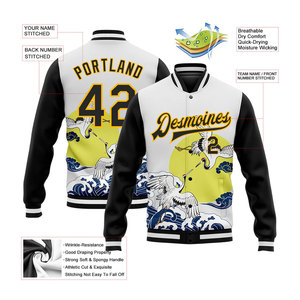 Custom Varsity <b>Jacket</b> <b>Men</b> <b>White</b> Eagle Print Sublimation Front Back Personalized Name Number Casual Autumn Wear - Product Image 5
