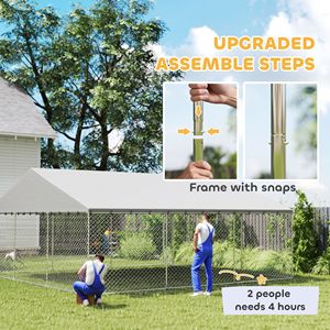 Enclos pour chien robuste d'extérieur avec toit imperméable et loquet sécurisé, 19,7 x 19,7 x 8,9 pieds, en treillis métallique, pour jardin, cage sécurisée pour animaux de compagnie - Product Image 4