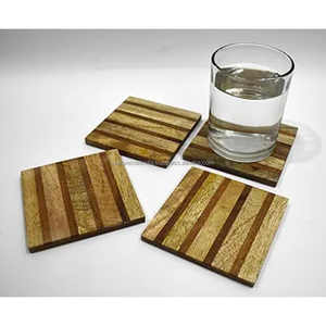 Juego de Posavasos de Madera con Incrustaciones de Latón y Diseño Circular |   Posavasos Artesanales de Madera de Sheesham |   Decoración Artística para Mesa - Product Image 6