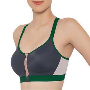 Soutien-gorge de sport coloré pour femme avec fermeture éclair sur le devant, maintien moyen, respirant, pour yoga et entraînement - Product Image 3
