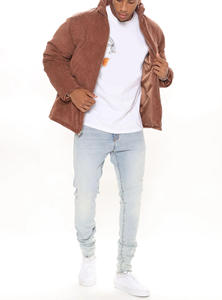 Men's Corduroy Puffer <b>Jacket</b> Stand Collar Zipper Closure Thick Quilted Casual Autumn Coat - Product Image 6
