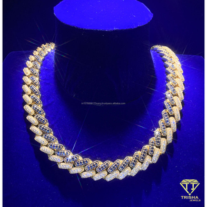 Collier en diamant de culture en argent sterling 925 avec design à maillons noirs et dorés pour la vente en gros de bijoux - Product Image 6