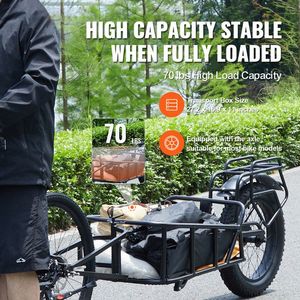 Carrito de Bicicleta Resistente con Capacidad de Carga de 70 Libras, Remolque de Carga para Bicicleta, Almacenamiento Compacto, Estructura de Liberación Rápida, Remolques Utilitarios - Product Image 2
