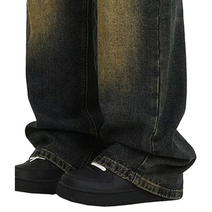 Men Hip Hop Fashion Baggy Jeans Oversized Wide Leg Washed Denim <b>Pants</b> Casual Wear - Product Image 4