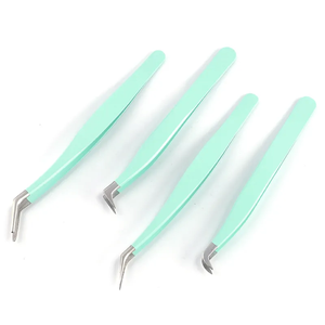Private Label Stainless Steel Anti-Static Fiber Tip Volume <b>Lash</b> Extension Tweezers Custom Logo 90 Degrees for Eyelash Isolation - Product Image 1