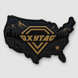 Patch brodé Oxytag USA Map, thermocollant, en tissu, forme irrégulière, cadeau, prix de gros personnalisé, patchs brodés OEM - Product Image 1