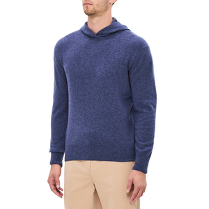 Pull en molleton tricoté à capuche zippé pour homme, coupe classique, couleur unie, décontracté, manches longues, écologique, bleu - Product Image 3