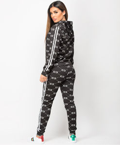 Conjunto Deportivo con Capucha Azul Claro para Mujer, Manga Larga, Estampado de Letras, Pantalones Deportivos Casuales con Bolsillos Laterales, Conjunto Transpirable de Poliéster - Product Image 6