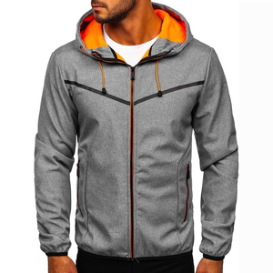Veste en polaire orange pour homme, couleur unie, fermeture éclair, coupe-vent, softshell, vêtements d'extérieur décontractés pour l'automne - Product Image 6