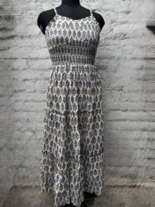 <b>Boho</b> Hand Block Printed 100% Cotton Maxi <b>Dress</b> Women Sleeveless Smocked <b>Summer</b> Floral Tiered Jaipur Wholesale Loosefit - Product Image 4