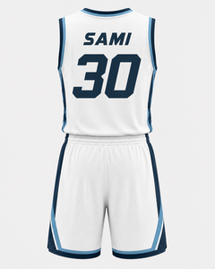 Conjunto de Camiseta y Pantalones Cortos de Baloncesto, Sublimados, de Malla, Unisex, para Adultos, Cuello en V, Sin Mangas, Absorben la Humedad - Product Image 2