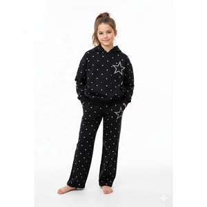 Ensemble de survêtement rose Y2K pour femme MONDLICHT, sweat à capuche et pantalon de jogging, manches longues, fermeture éclair sur le devant, imprimé étoiles, polyester respirant, vêtements d'automne - Product Image 5