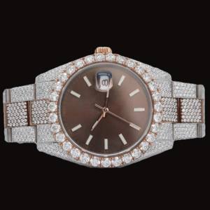 Reloj Mecánico de Lujo para Mujer con Esfera Marrón VVS y Moissanita, Reloj de Pulsera Personalizado con Cristales, Movimiento de Cuarzo Cuadrado Antiguo, Venta al Por Mayor - Product Image 1