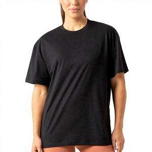 Camiseta de Manga Corta con Cuello Redondo Extra Grande para Mujer, 100% Algodón Jersey, Corte Holgado, Color Sólido, para Todas las Temporadas - Product Image 4