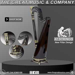 Harpe celtique à leviers à 42 cordes, harpe de concert professionnelle à prix abordables, fabriquée par Great Music & Company - Product Image 5