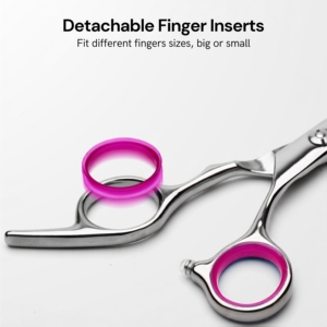 Ciseaux de coiffure professionnels Harbor Industry Silver Thinning Shears avec poignée rose et violette pour salon de coiffure - Product Image 2