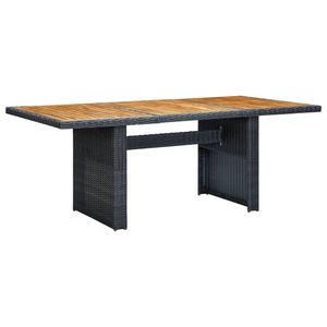 Mesa de patio de madera maciza de acacia y poli ratán gris oscuro, muebles duraderos para exteriores - Product Image 1