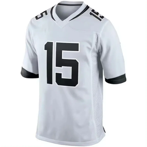 White American Football Jersey V Neck Mesh Breathable Practice Uniform Number 15 Custom American Football Jersey V-Neck Short - Product Image 4