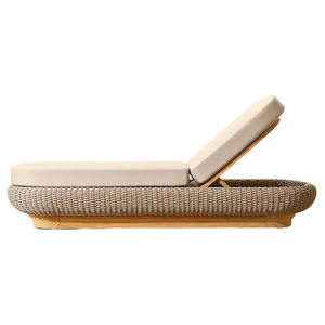 Chaise longue d'extérieur sculpturale emblématique Emma pour hôtel, base tressée incurvée, coussin épais, dossier réglable, luxe au bord de la piscine - Grande Vente - Product Image 2