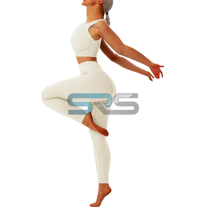 Ensemble de sport yoga 2 pièces pour femme, short taille élastique respirant coupe ajustée en tissu intelligent, idéal pour la course décontractée - Product Image 3
