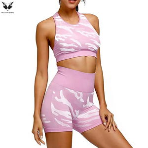Conjunto deportivo de dos piezas personalizado al por mayor para mujer, ropa de gimnasio, sujetador y pantalones cortos para entrenamiento. - Product Image 6