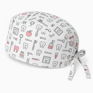 Bonnets chirurgicaux personnalisables avec rubans, doublure en satin, boutons pour cheveux longs, logo personnalisable, pour infirmières - Product Image 2