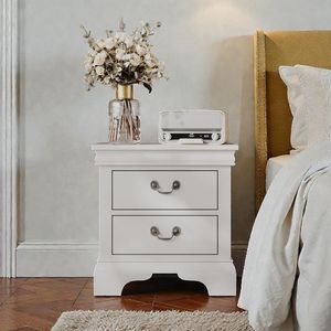 Comodino Classico in Legno 56x41x58 cm Bianco - Arredamento Elegante e di Stile - Product Image 3