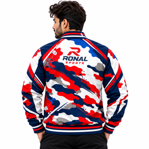 เสื้อแจ็คเก็ตวาร์ซิตี้ลายพรางสำหรับผู้ชาย RONAL SPORTS ผ้าโพลีเอสเตอร์ระบายอากาศได้ดี ปกคอพับได้ สไตล์สปอร์ต เหมาะสำหรับใส่ในฤดูใบไม้ร่วง ขายส่งแบบ Letterman - Product Image 4